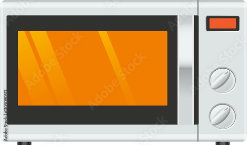 Microwave cartoon icon. Kitchen cooking electric appliance
