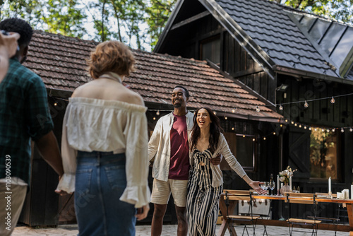 Wallpaper Mural Friends walking toward photographer at a countryside party Torontodigital.ca