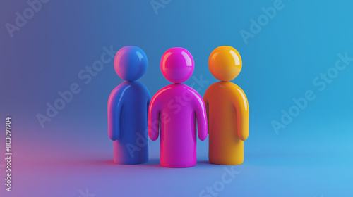 Wallpaper Mural 3D icon representing teamwork or human resources, with figures or abstract representations of people. The icon have a dynamic, interconnected look, with soft, rounded edges.  Torontodigital.ca