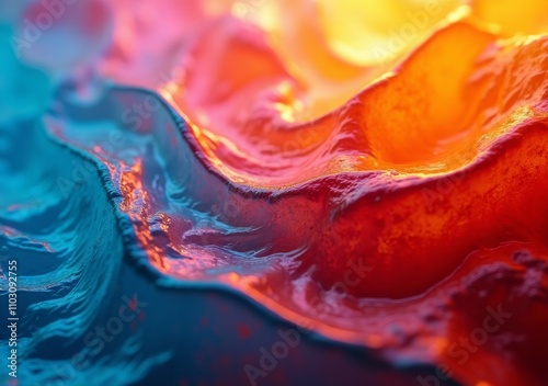 Vibrant abstract wave formation with vivid colors in a fluid art style photo