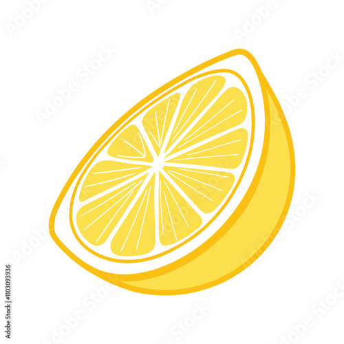 Fresh Lemon Slice Vector Icon - Juicy Yellow Citrus Fruit Illustration for Modern and Minimal Designs