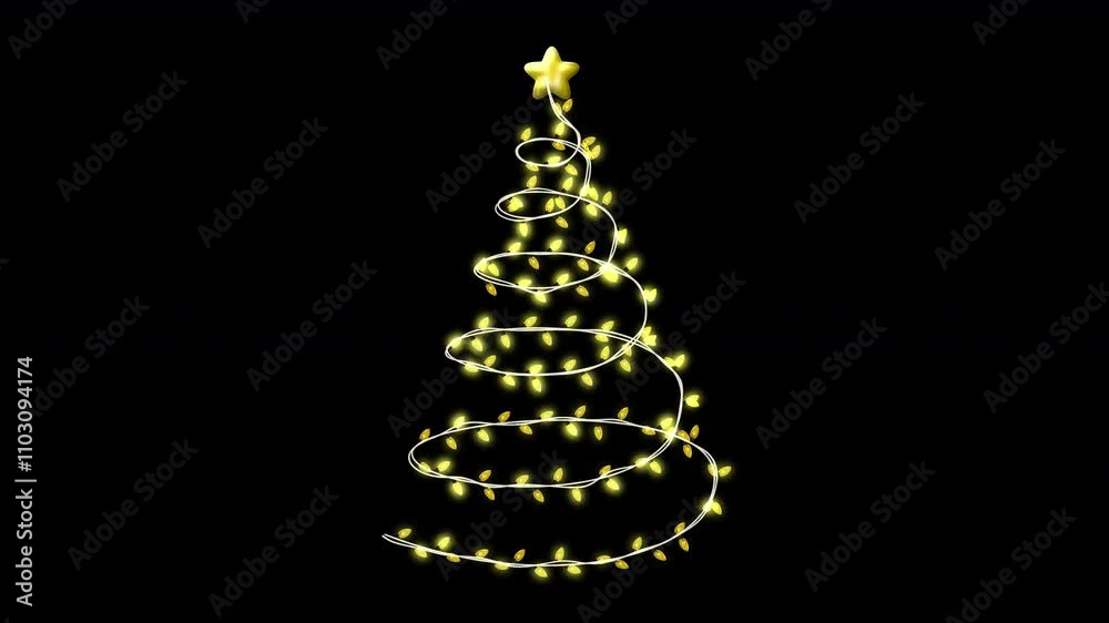 Yellow Lights Christmas Tree Overlay Element with Alpha Channel Yellow Lights Christmas Tree Overlay Element with Alpha Channel
