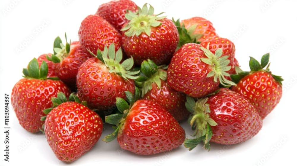 A white backdrop with an isolated set of strawberries. - ai A white backdrop with an isolated set of strawberries. - ai