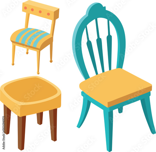 Diffferent style luxury chairs set vector illustration generated Ai