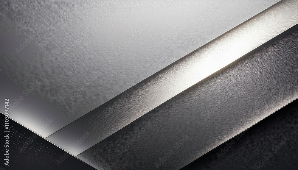 Metallic Abstract Background: Elegant grayscale design with layered metallic textures and subtle lighting effects. Ideal for presentations, websites, and corporate branding.  