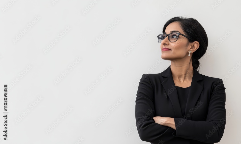 Smiling mature woman office worker, businesswoman. On gray background with copyspace for your text Smiling mature woman office worker, businesswoman. On gray background with copyspace for your text