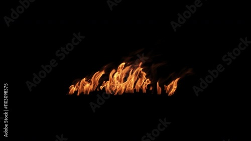 Realistic Tilted Fire Flame Loop with Gentle Air Push and Alpha Background for Cinematic and Visual Effects.