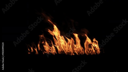 Looping Tilted Fire Flame Pushed by Gentle Air with Alpha Channel for High-Quality Video and Film Editing.