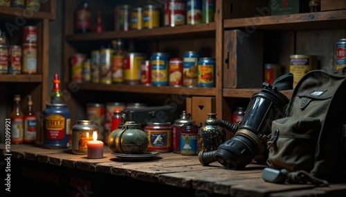 Survival Supplies Food And Medicine Survivalism Concept