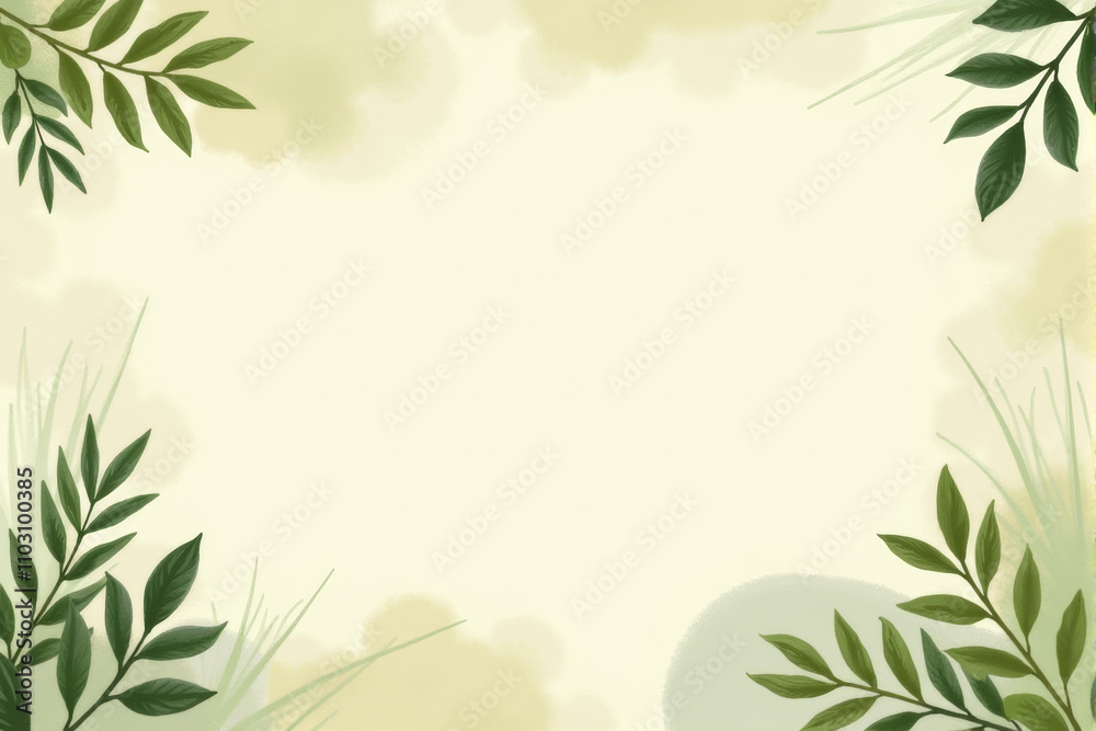 A frame of lush green leaves encircles on background. A frame of lush green leaves encircles on background.