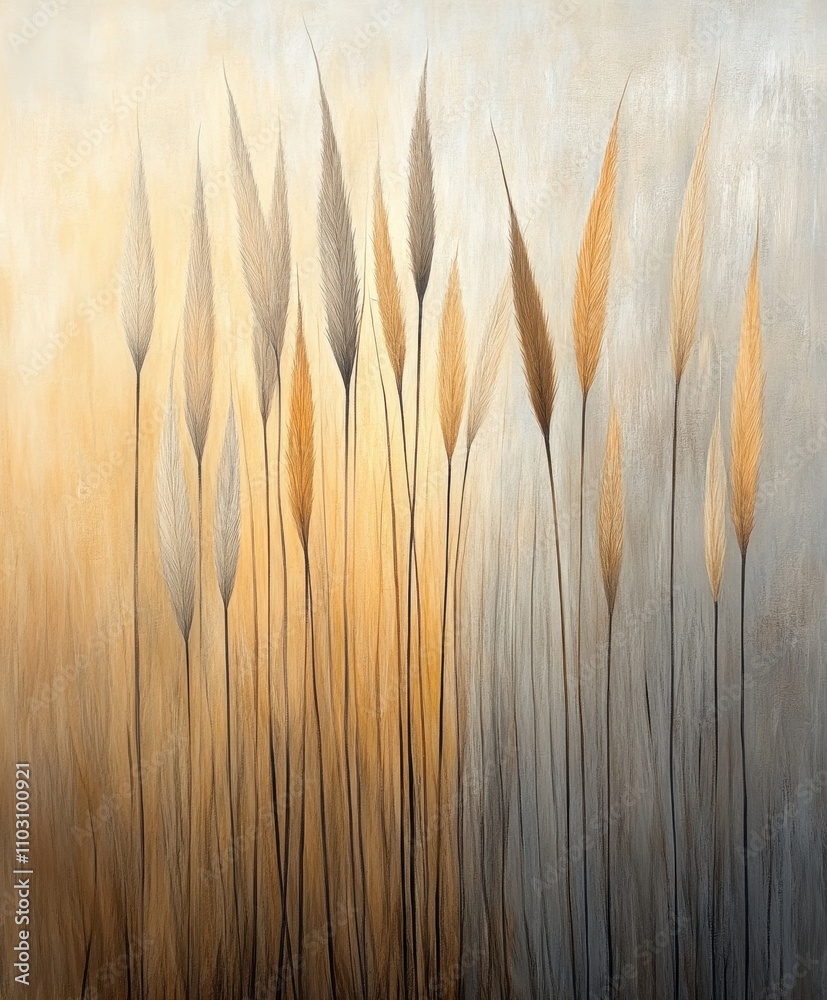 Fototapeta premium Abstract Field of Grasses in Soft Hues