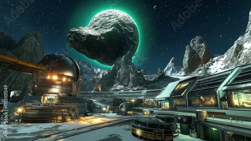 Wallpaper Mural Asteroid Observation in Futuristic Observatory Setting Torontodigital.ca