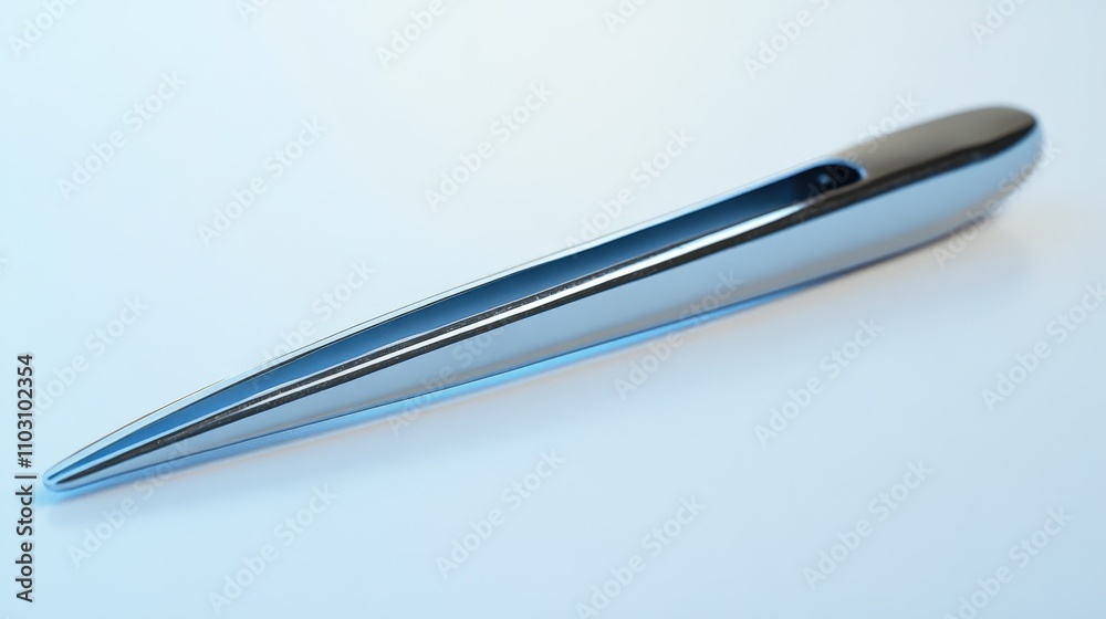 A sleek and modern silver pen with a minimalist design, ideal for branding and promotional materials. A sleek and modern silver pen with a minimalist design, ideal for branding and promotional materials.