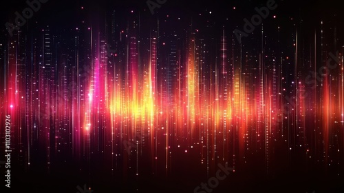 Vibrant Abstract Digital Sound Wave Pattern with Bright Colors and Glowing Effects for Music, Technology, and Multimedia Designs