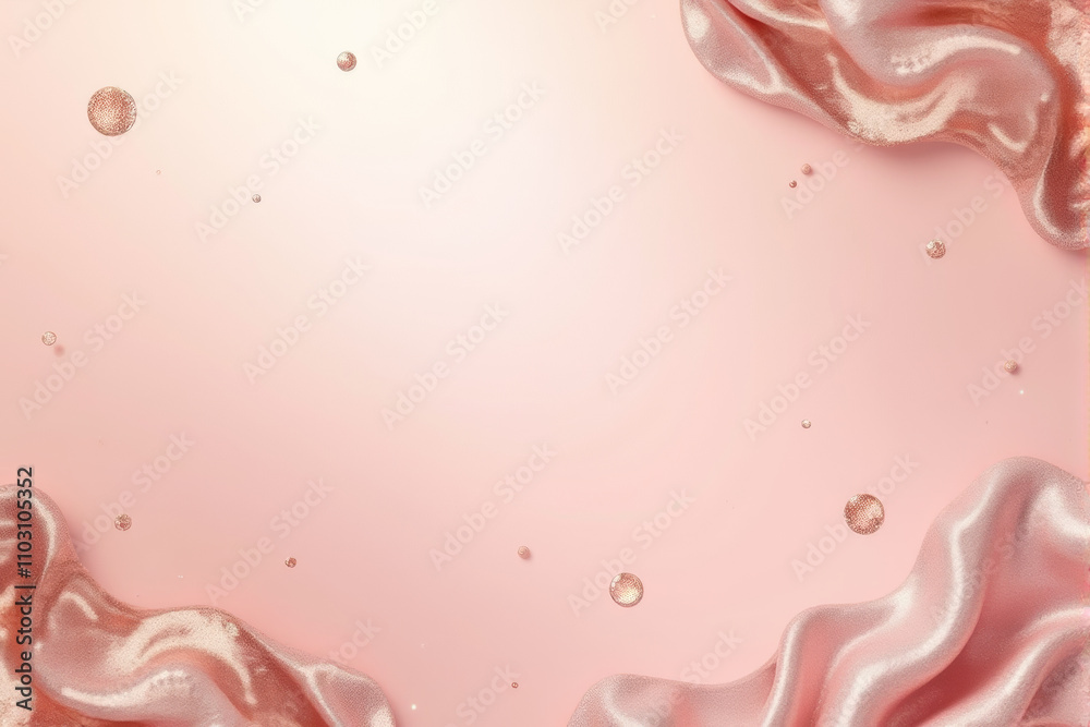 A soft pink background with flowing, metallic waves A soft pink background with flowing, metallic waves