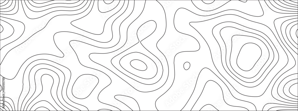 Fototapeta premium Abstract background with vector illustration of topographic line contour map, black-white design. Exploring the Intersection of Topography and Topology. Geographical map shades