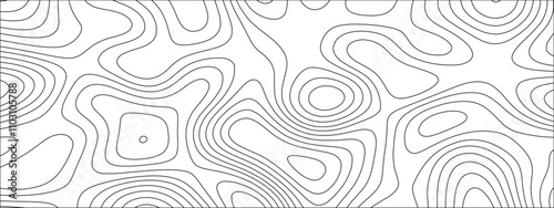 Abstract background with vector illustration of topographic line contour map, black-white design. Exploring the Intersection of Topography and Topology. Geographical map shades