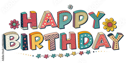 Happy birthday word pop art retro PNG illustration isolated on transparent background or white background. Perfect for birthday greetings card, T-shirt design, banner, poster design.







