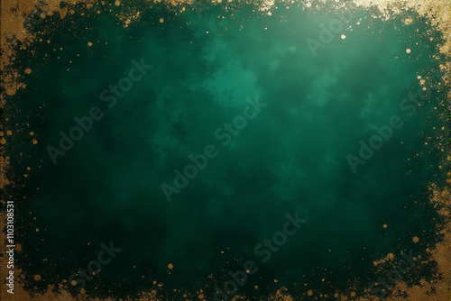 Wallpaper Mural A luxurious  emerald green background with a golden ornate border. Torontodigital.ca