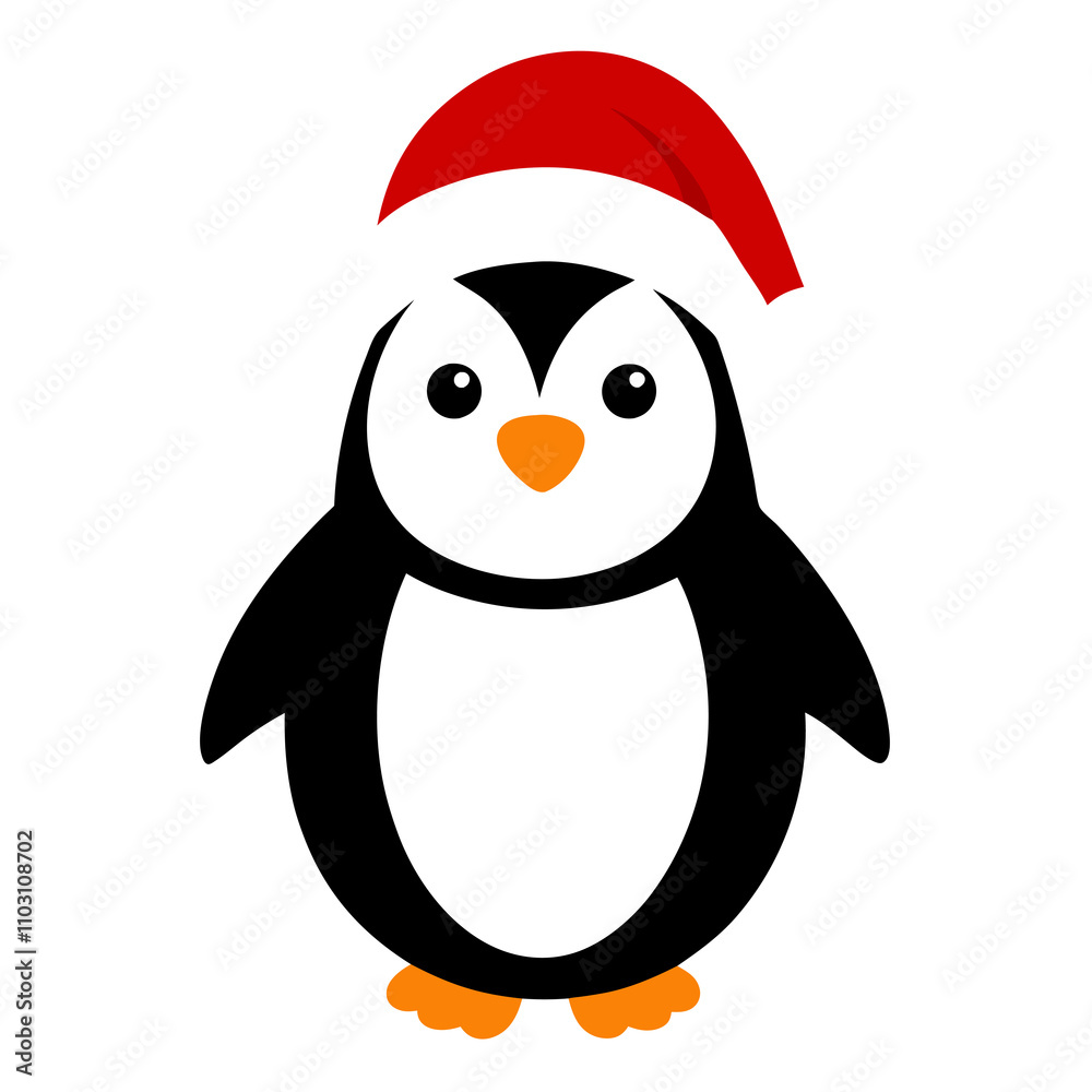 Fototapeta premium Penguin wearing a Santa Claus hat