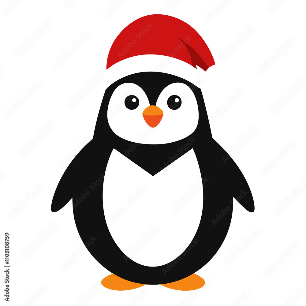 Fototapeta premium Penguin wearing a Santa Claus hat