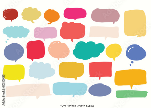 Cute vector speech bubble colorful set,Hand drawn set of speech bubbles with handwritten for book ,card, business, poster design. Vector illustration design for fashion fabrics,cute doodle