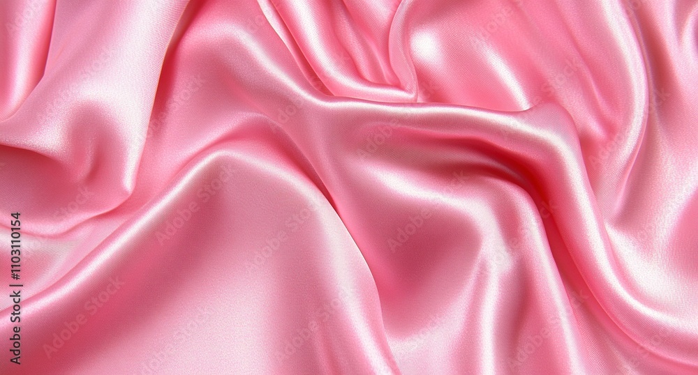 Obraz premium Pink satin fabric, draped and flowing in an elegant display of texture and color.