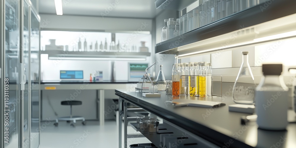 A researcher in a lab experimenting with new biotechnology solutions, with a focus on precision and future medical applications. The lab is clean and organized. A researcher in a lab experimenting with new biotechnology solutions, with a focus on precision and future medical applications. The lab is clean and organized.
