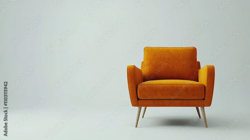 Stylish Orange Armchair with Modern Design on Simple Background Stylish Orange Armchair with Modern Design on Simple Background