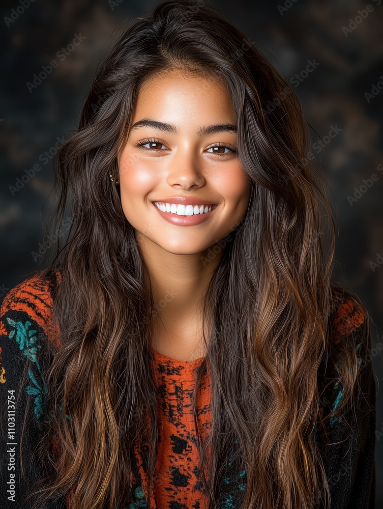 portrait of a young attractive Kiribati woman in a studio on a dark background portrait of a young attractive Kiribati woman in a studio on a dark background