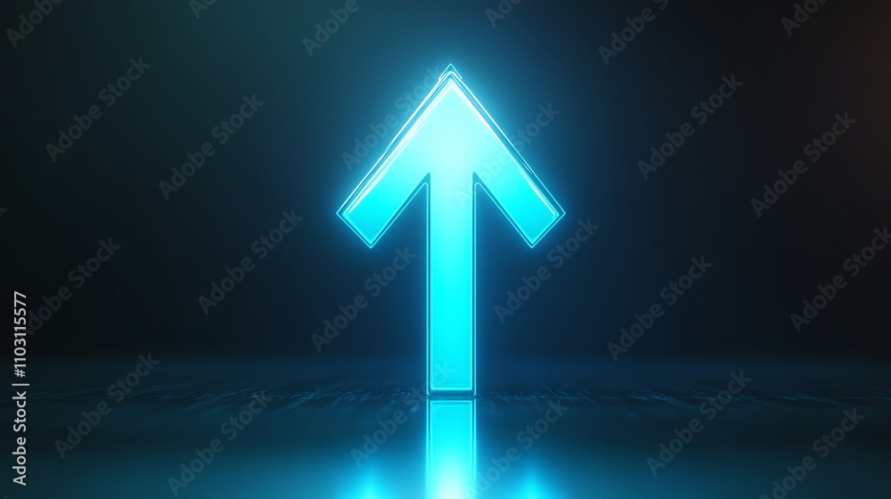 Fototapeta premium Modern glowing arrow symbol indicating direction.
