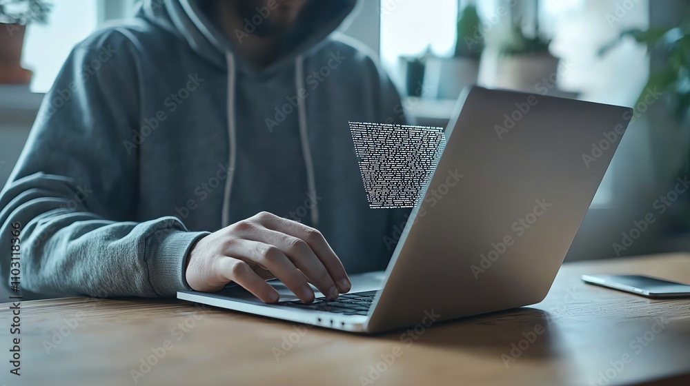 Person using laptop in modern technology setting Person using laptop in modern technology setting