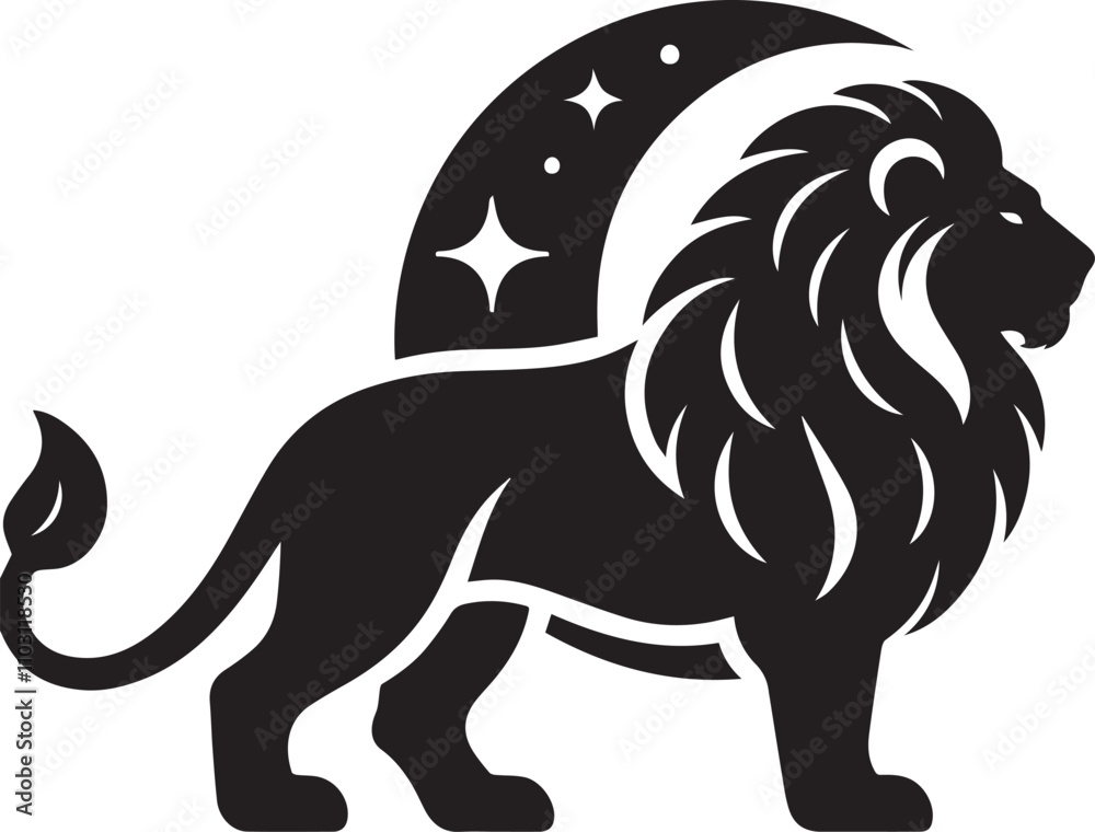 Fototapeta premium lunar lion - vector image of lunar lion - silhouette of linar lion 