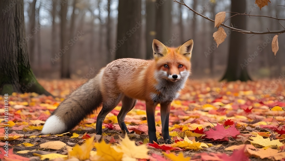 Fototapeta premium red fox in the woods