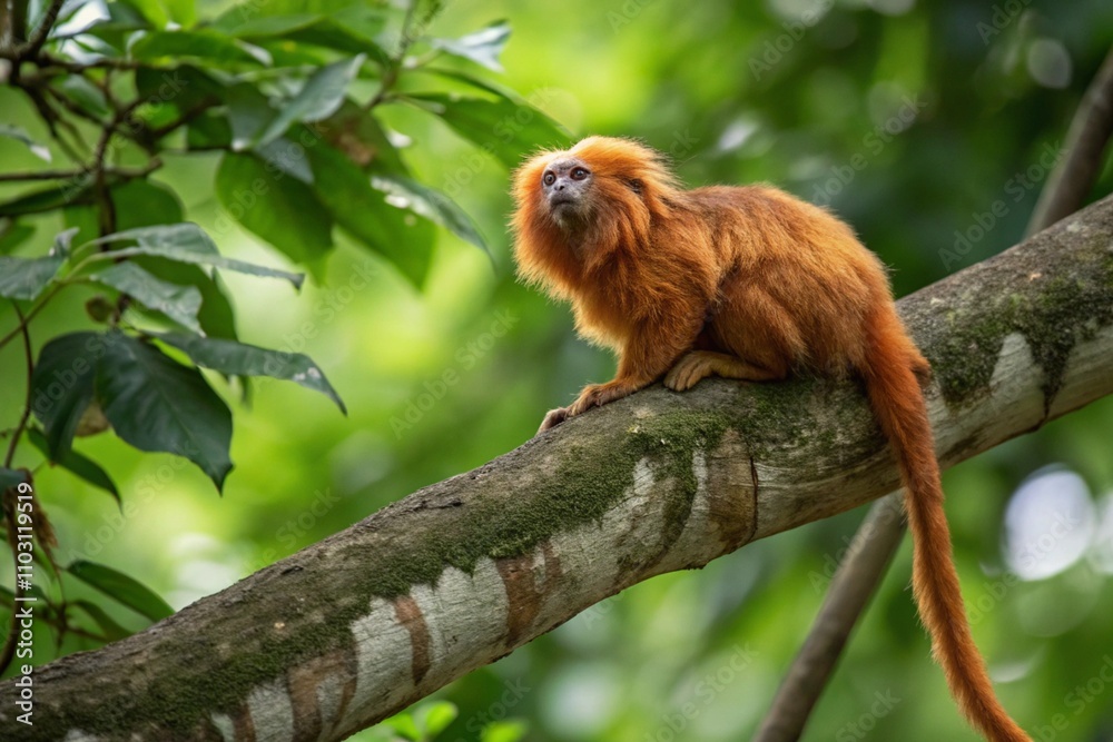 Lion tamarin on the tree Lion tamarin on the tree