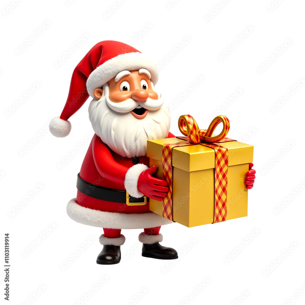 3d cartoon Santa Claus with gift box isolated on transparent background. Santa png. Christmas. New year 3d cartoon Santa Claus with gift box isolated on transparent background. Santa png. Christmas. New year