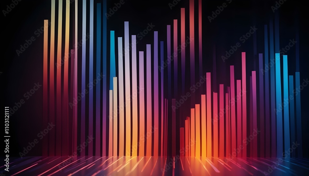 Gráfico abstracto colorido con barras verticales en un degradado, que representa datos o estadísticas Gráfico abstracto colorido con barras verticales en un degradado, que representa datos o estadísticas