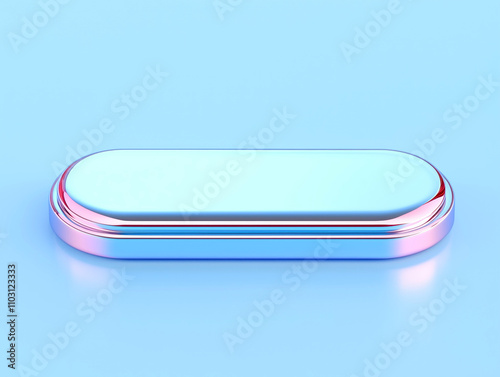 Silver object with a pink and blue stripe