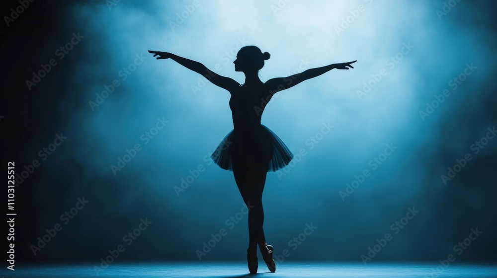 Ballet performance in theater dancer silhouette fine art photography dramatic lighting Ballet performance in theater dancer silhouette fine art photography dramatic lighting