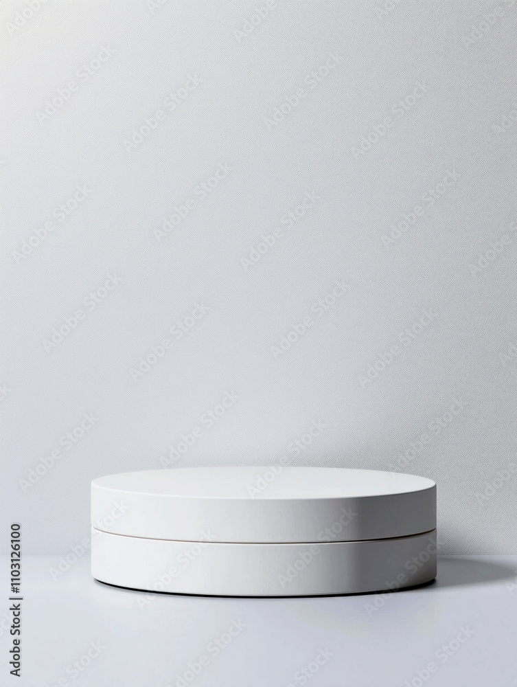 White podium for display product with a white base and a white lid White podium for display product with a white base and a white lid