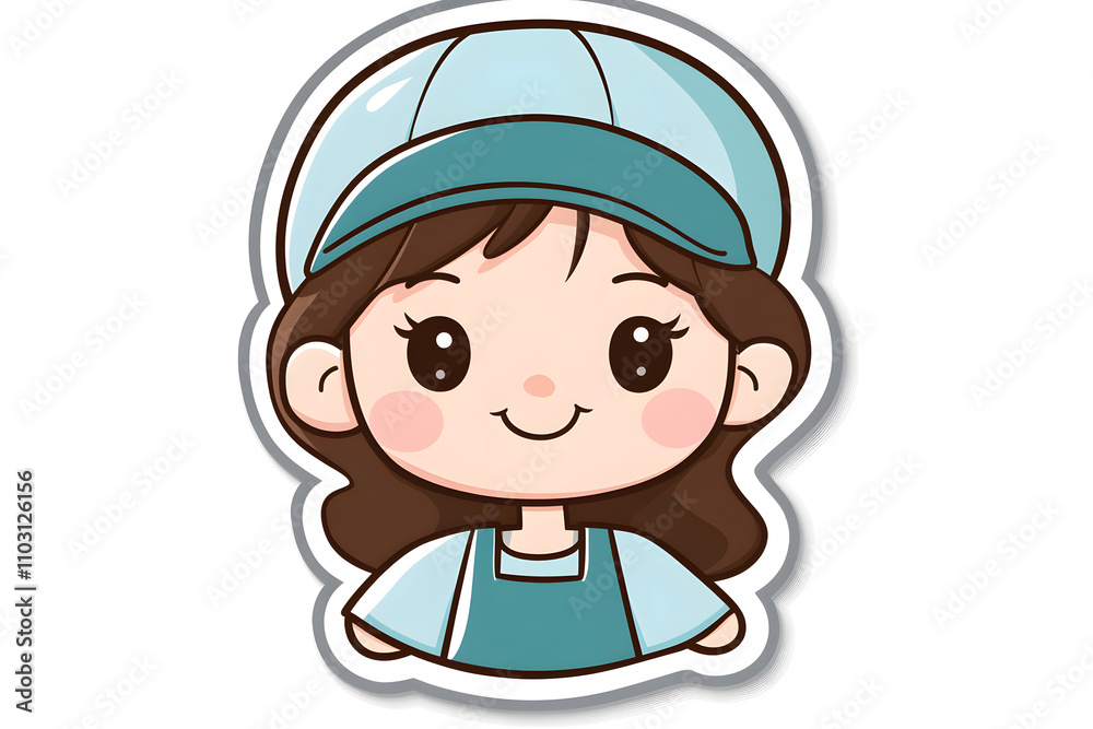 Cute Caretaker Vector Sticker Illustration Cute Caretaker Vector Sticker Illustration