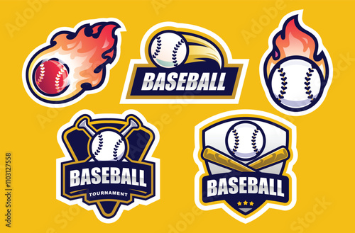 Cool Baseball Stickers for Club Merchandise. Sport and Competition Illustration Theme.