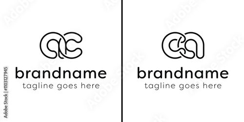 Letters AC and CA Monogram Line Logo, suitable for any business with CA or AC initials