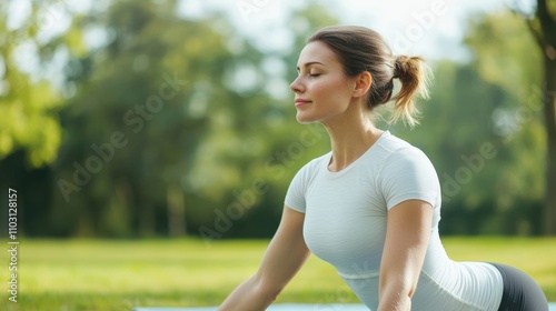 Yoga practice in nature outdoor setting wellness lifestyle peaceful environment