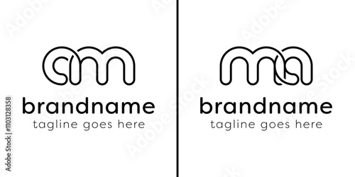Letters AM and MA Monogram Line Logo, suitable for any business with MA or AM initials