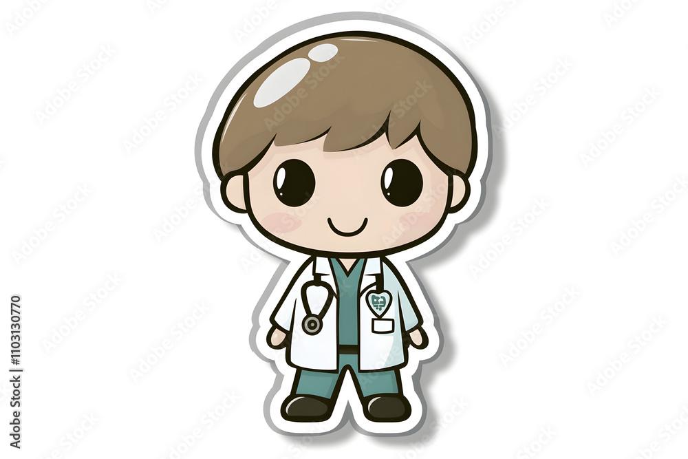 Cute Doctor Vector Illustration for Sticker Design Cute Doctor Vector Illustration for Sticker Design