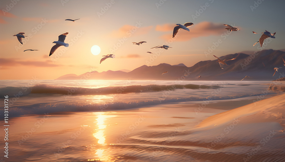Fototapeta premium sunset on the beach
