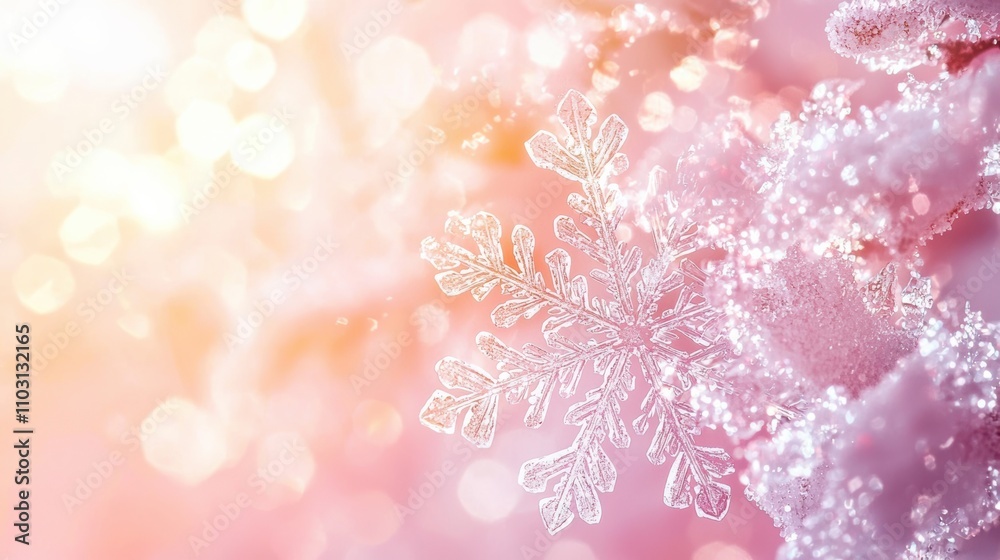 Winter wonderland snowflake close-up nature scene outdoor environment soft light Winter wonderland snowflake close-up nature scene outdoor environment soft light