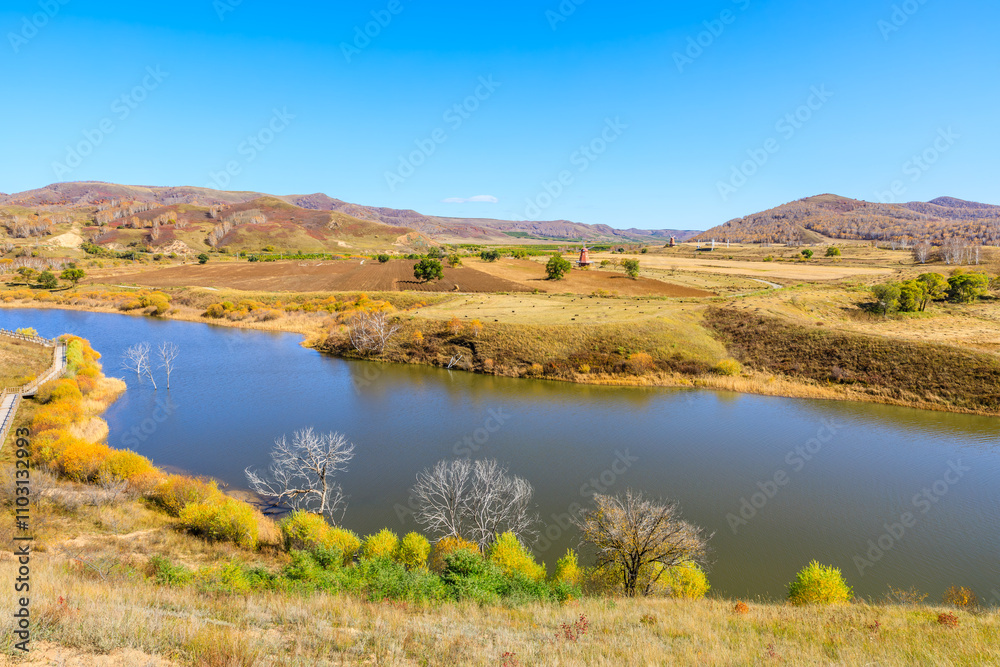 Beautiful grassland pasture natural landscape in Inner Mongolia, China. Autumn background. Beautiful grassland pasture natural landscape in Inner Mongolia, China. Autumn background.