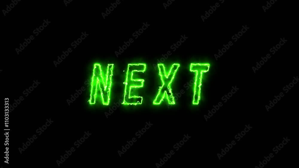 Glowing neon next text animation with black background glowing neon next game music animation background 4k, abstract, alphabet.